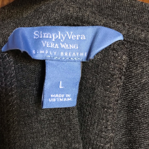 Simply Vera Wang Simply Breathe Dark Grey Long Sleeve Top L - Picture 5 of 6